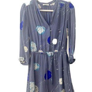 Aritzia Babaton Bennett Blue Floral Silk Dress Size XS
